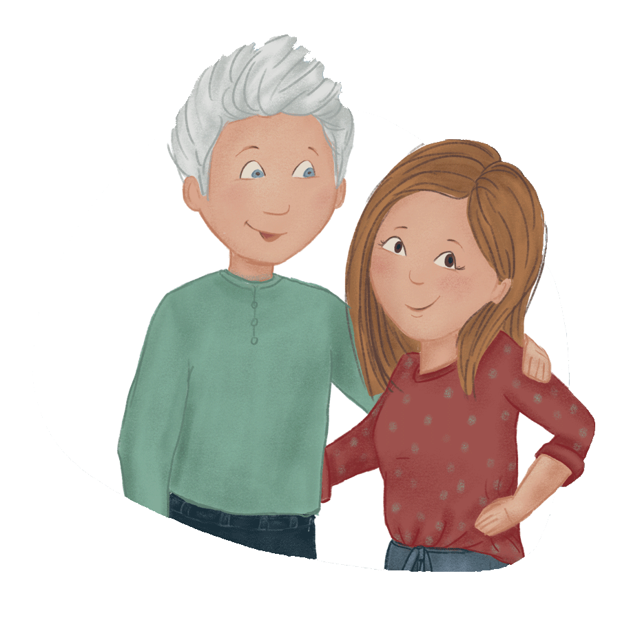 Illustration von Mama und Papa aus der Geschichte Jo & Nic und die magische Reise durch die Zaubernacht